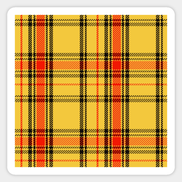 Academia Plaid Tartan in Yellow, Red, and Black Sticker by gloobella